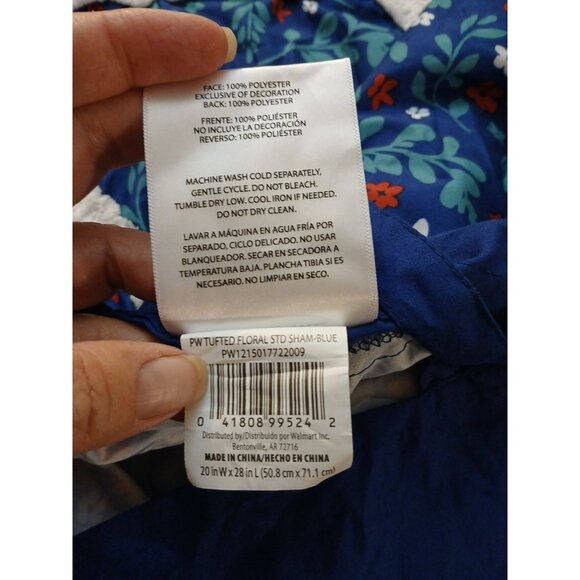 The Pioneer Woman  Pillow Shams Only Tufted Floral Blue Set Of 2 - Picture 4 of 7